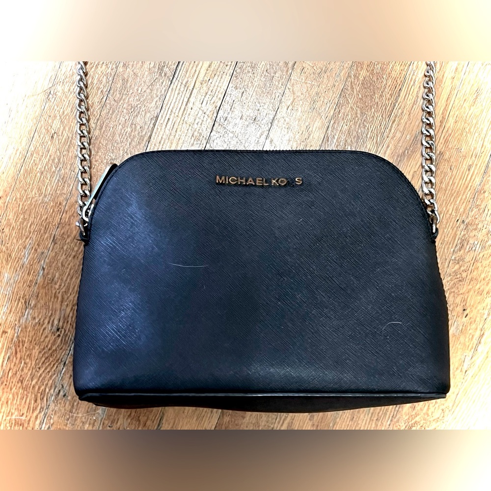 Michael Kors Cindy Dome Crossbody Bag Black Saffiano Leather